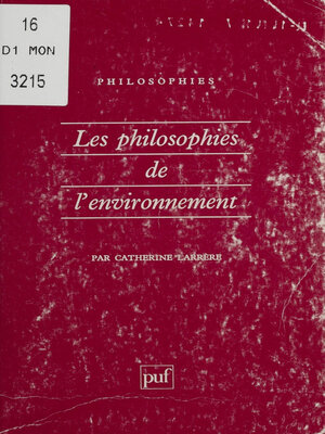 cover image of Les Philosophies de l'environnement